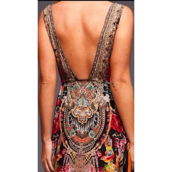 NWT Czarina Crystal Embellished Silk Blend Hi-Low Floral Maxi Dress S - Picture 3 of 16